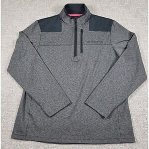 Vineyard Vines Mens On The Go Shep Shirt 1/4 Zip Grey Black Pullover Sz Medium